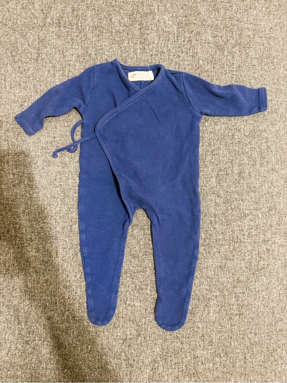 Cozy Navy Blue Footed Wrap One-Piece for Kids